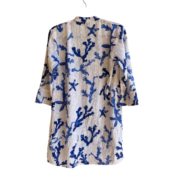 Positano by Jean Paul Eyelet Tunic Cover Up Sequin Details M/L - Picture 2 of 7